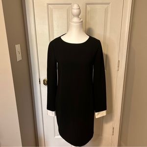 Theory Women's Black Dress with White Cuffs Size 2